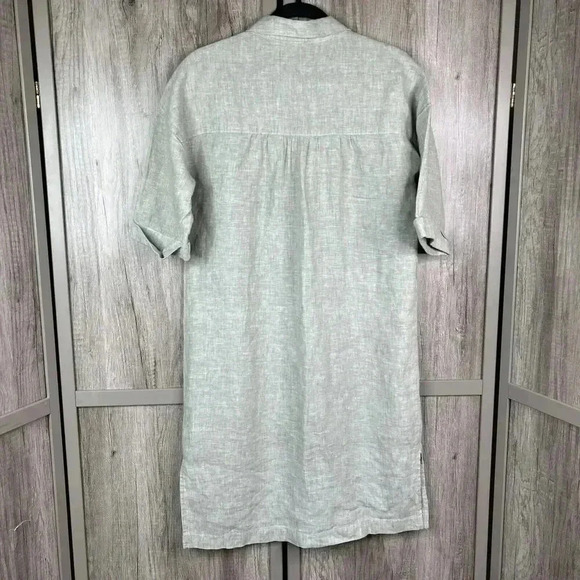 Tahari Shirt Dress Linen Button Down Short Sleeves Collared Sage Color Sz S - Picture 7 of 8